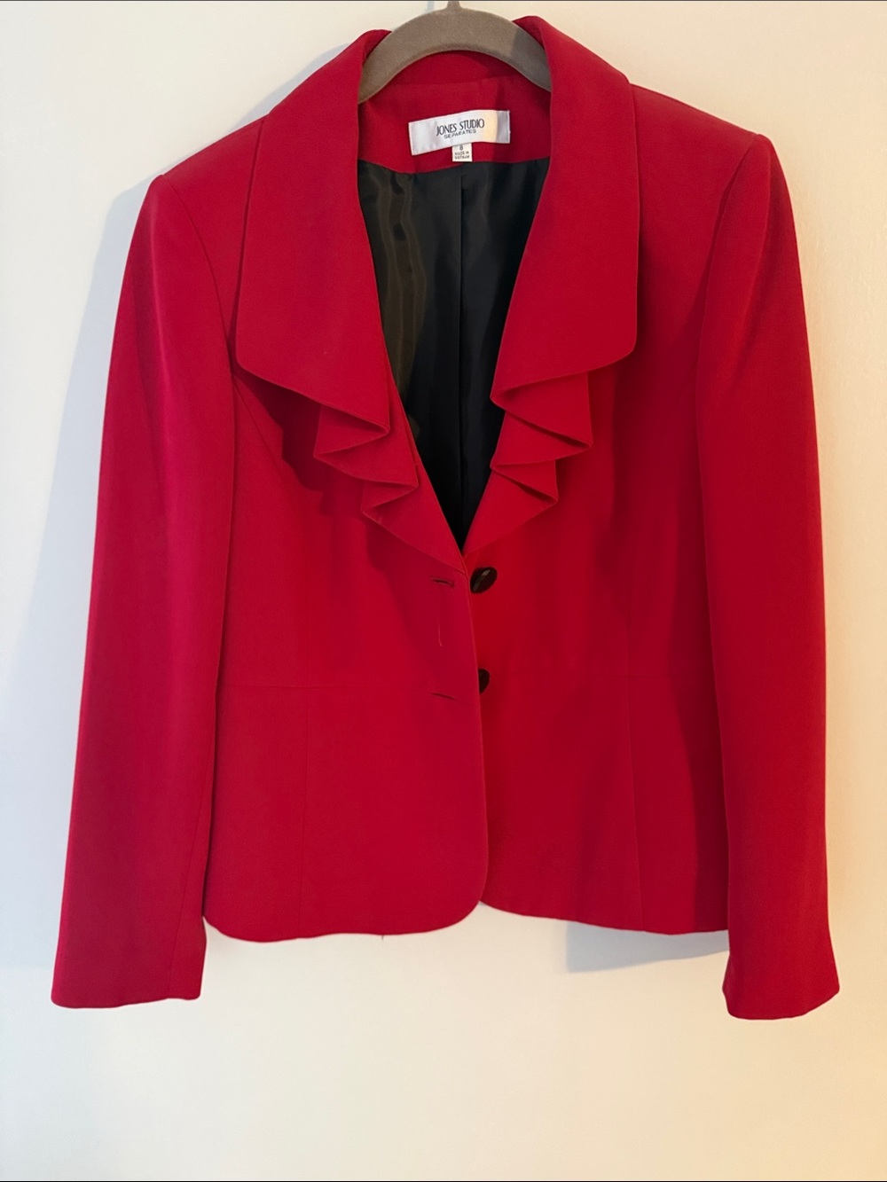 Jones New York Red Ruffle-Collar Blazer